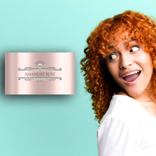 Cartão De Visita Quadro de Cinzas de Prata Rosa Marca da Real 3D