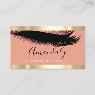 Cartão De Visita Quadro de Rosa Dourado de Eyelash, Artista de Comp