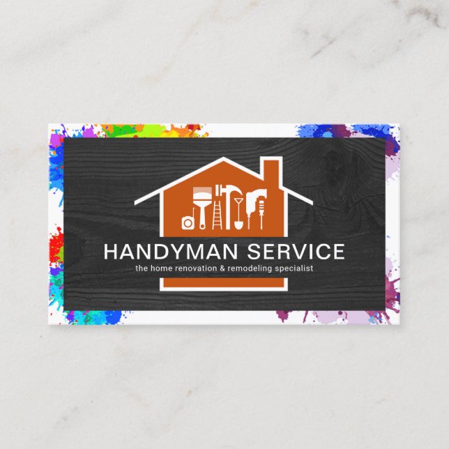 Cartão De Visita Quadro de Splatter de Tinta Preta (Frente)