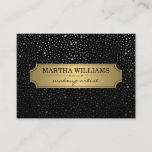 Cartão De Visita Quadro Dourado com padrão de pontos metálicos pret