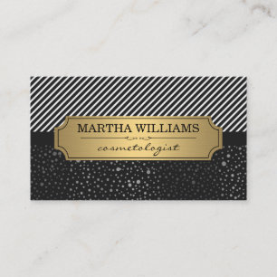 Cartão De Visita Quadro Dourado com pontos e faixas metálicas