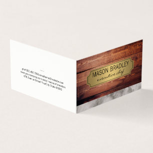 Cartão De Visita Quadro Dourado de Madeira e Marble