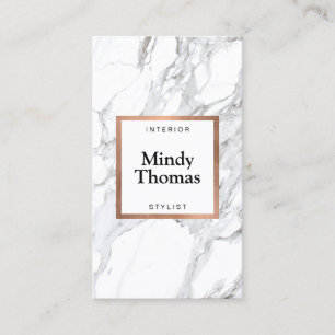 Cartão De Visita Quadro Dourado do Mágico Branco Moderno Faux