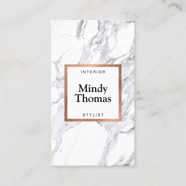 Cartão De Visita Quadro Dourado do Mágico Branco Moderno Faux (Frente)