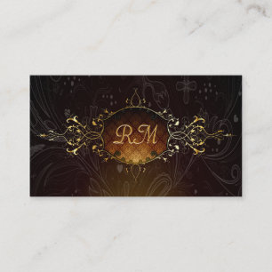 Cartão De Visita Quadro Dourado elegante 2 do laço do vintage pret