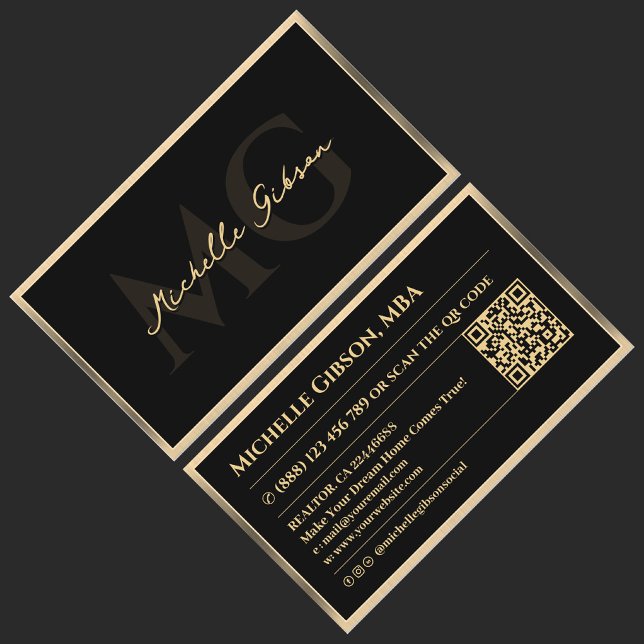 Cartão De Visita Quadro Dourado Faux do Marketing Moderno Profissio (Professional Modern Marketing Black Gold Frame Business Card
)