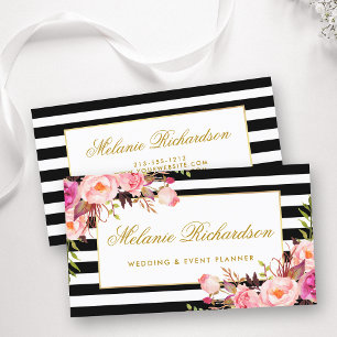 Cartão De Visita Quadro Dourado floral do rosa elegante da aguarela