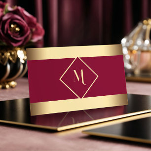 Cartão De Visita Quadro Dourado Geométrico Na moda Vermelho Moderno