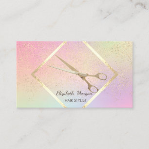 Cartão De Visita Quadro Dourado Moderno,Confetti,Tesoura Holográfi