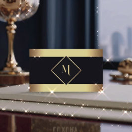 Cartão De Visita Quadro Dourado Na moda preto Moderno