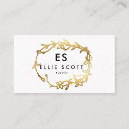 Cartão De Visita Quadro Floral Dourado Chic | Negrito