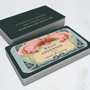 Cartão De Visita Quadro floral francês retro de Nouveau da arte do