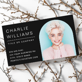 Cartão De Visita Quadro mínimo moderno de fotos em arco preto