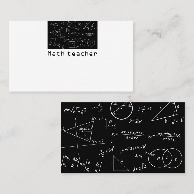 Cartão De Visita quadro negro de matemática professor de matemática (Frente/Verso)