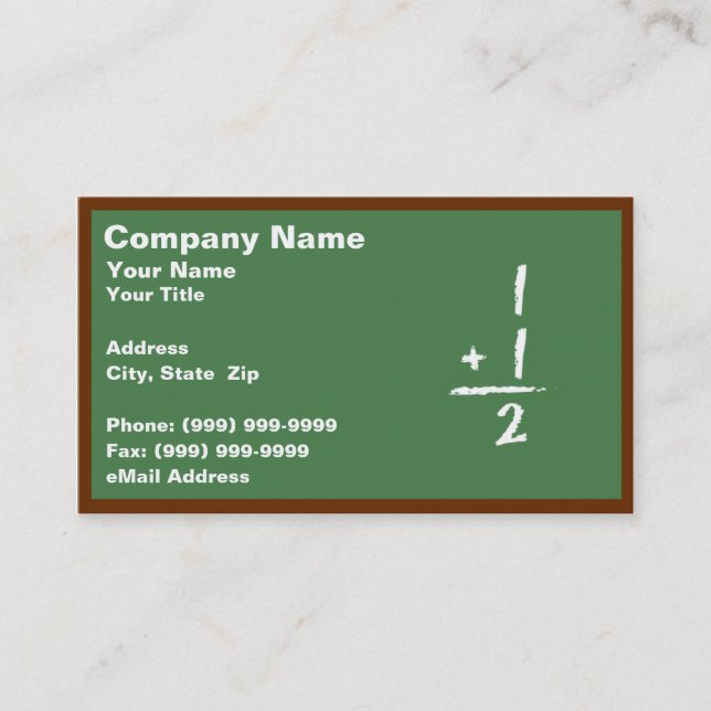 Cartão De Visita Quadro-negro verde com adição simples (Frente)