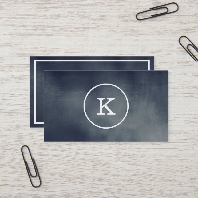 Cartão De Visita Quadro preto monograma moderno e elegante simples (Frente/Verso In Situ)