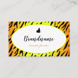 Cartão De Visita Quadro redondo de borboleta branca com padrão de T