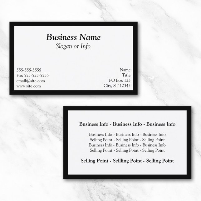 Cartão De Visita Quadro retangular preto e branco (Black and White Rectangular Frame Business Card)