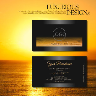 Cartão De Visita Quadro Shimmery Preto Padrão laranja e logotipo de