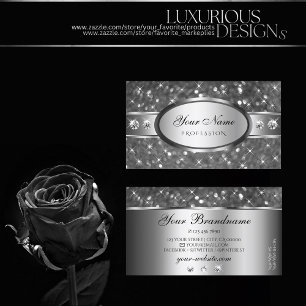 Cartão De Visita Qualidade dos Diamantes Sparkle de Silver Moderno