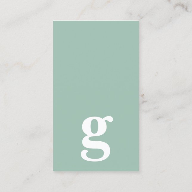 Cartão De Visita Qualquer letra, Simple Deluxe aqua verde (Verso)