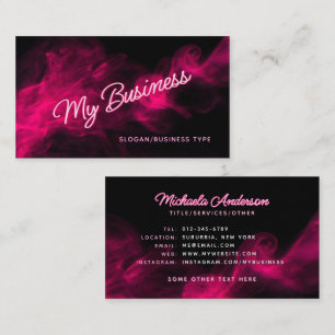 Cartão De Visita *QUALQUER TEXTO* Moderno Rosa Neon & Fumaça