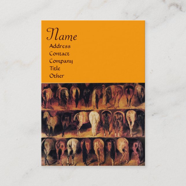 Cartão De Visita Quartos traseiros dos cavalos, amarelo-laranja-aca (Frente)