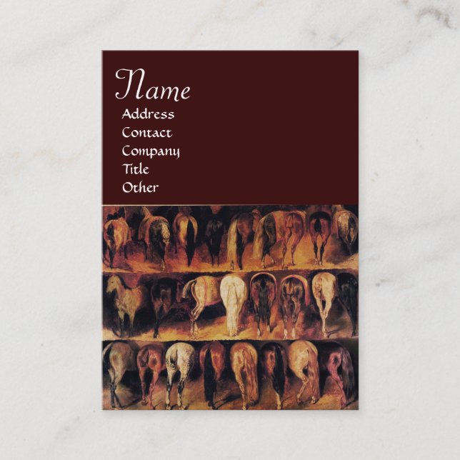 Cartão De Visita Quartos traseiros dos cavalos,Castanho (Frente)