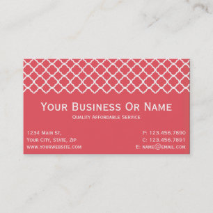 Cartão De Visita Quatrefoil Rosa E Quatrefoil Brancos Amigável