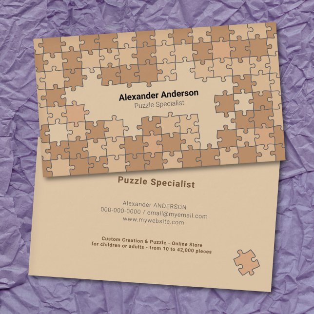 Cartão De Visita Quebra-cabeça castanho (Brown Puzzle Business Card)