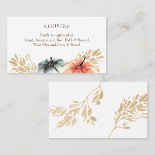 Cartão De Visita Queda Watercolor Pumpkin What Chá Registry Card