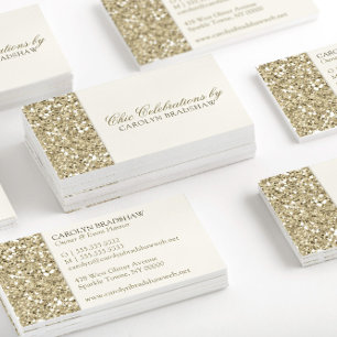 Cartão De Visita Quic Dourado Faux Glitter Professional