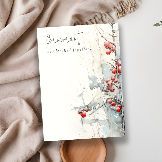 Cartão De Visita Quic Red Snow Winter Berries Vazio Jewelry Holry H (Criador carregado)