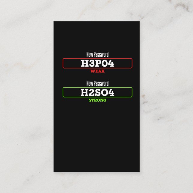 Cartão De Visita Química engraçada Piada química Humor para Cientis (Frente)