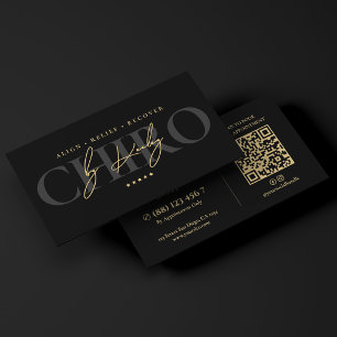 Cartão De Visita Quiropraxista Elegante Assinatura Preto Falso Ouro