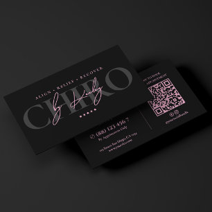 Cartão De Visita Quiropraxista Minimalista Rosa Preto Quiropraxia
