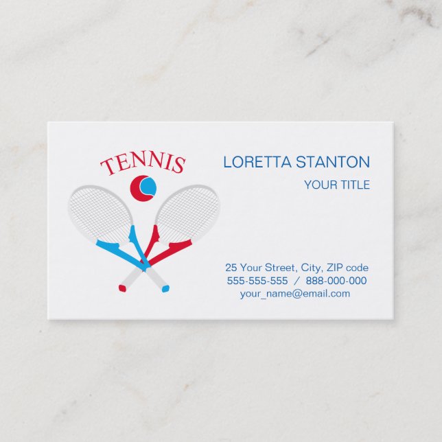 Cartão De Visita Rackers de tênis e tênis (Frente)