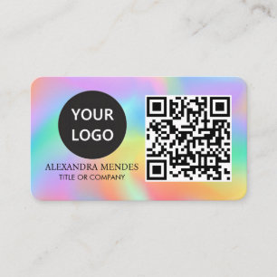 Cartão De Visita Rainbow Holograma Girly Luxury Na moda