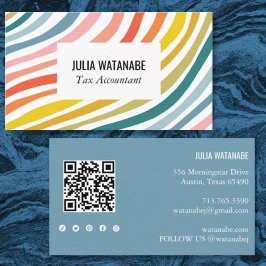 Cartão De Visita Rainbow Minimalista Strike QR Code Mídia Social
