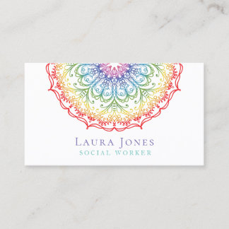Cartão De Visita Rainbow Ombre Gradation Mandala Damas Stylist