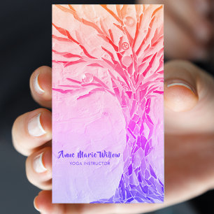 Cartão De Visita Rainbow Tree Yoga Instructor Pink