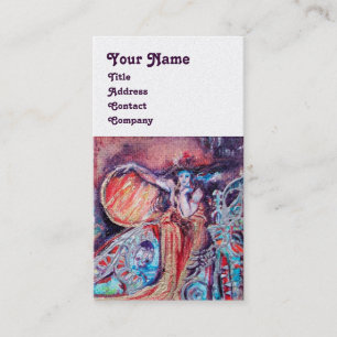 Cartão De Visita RAINHA DA ARCADIA Fantasia de Prata Azul Amarelo V