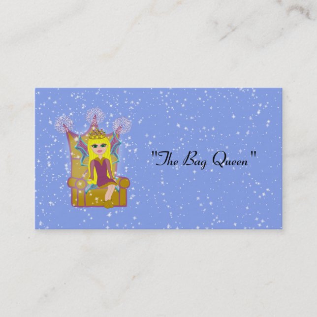 Cartão De Visita Rainha Fada Fada Longa, Loura, com Olhos Verdes (Frente)