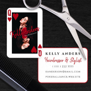 Cartão De Visita Rainha Tocando Foto Feminina Hairdresser