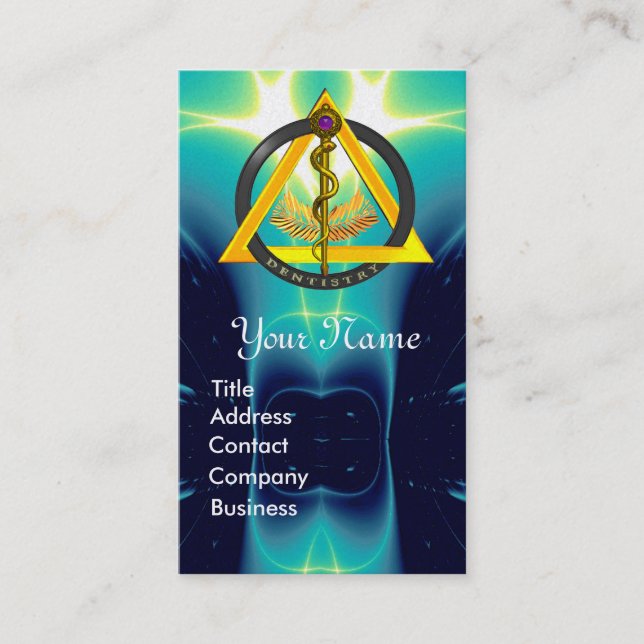 CARTÃO DE VISITA RAIO DA DENTISTA DE ASCLEPIUS MONOGRAMA (Frente)