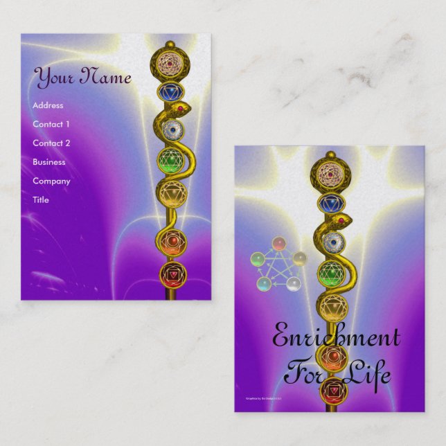 CARTÃO DE VISITA RAIO DE ASCLEPIUS,7 CHAKRAS,YOGA,ENERGIA ESPIRITUA (Frente/Verso)