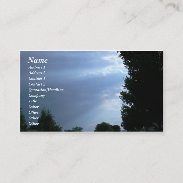 Cartão De Visita Raios de Sun (Frente)