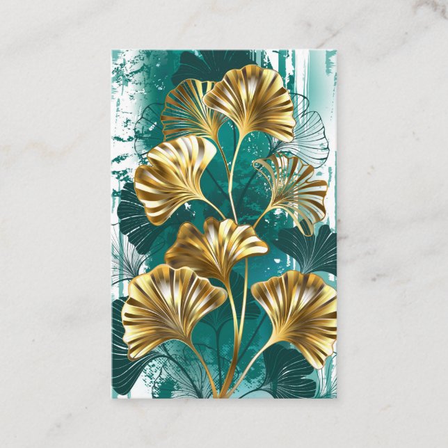 Cartão De Visita Ramificação com Ouro deixa Ginko Biloba (Frente)