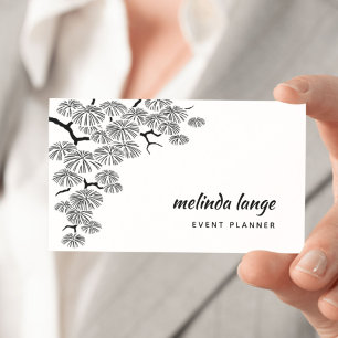 Cartão De Visita Ramificação do Pinho Botânico Elegante Branco P