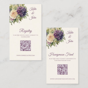 Cartão De Visita Ramo de Flores Roxas Aquarela-Registro de Casament